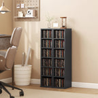 Set of 2 CD Media Display Shelf Unit Tower Rack with Adjustable Shelves, Black
