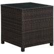 Mixed brown square rattan side table with tempered glass top