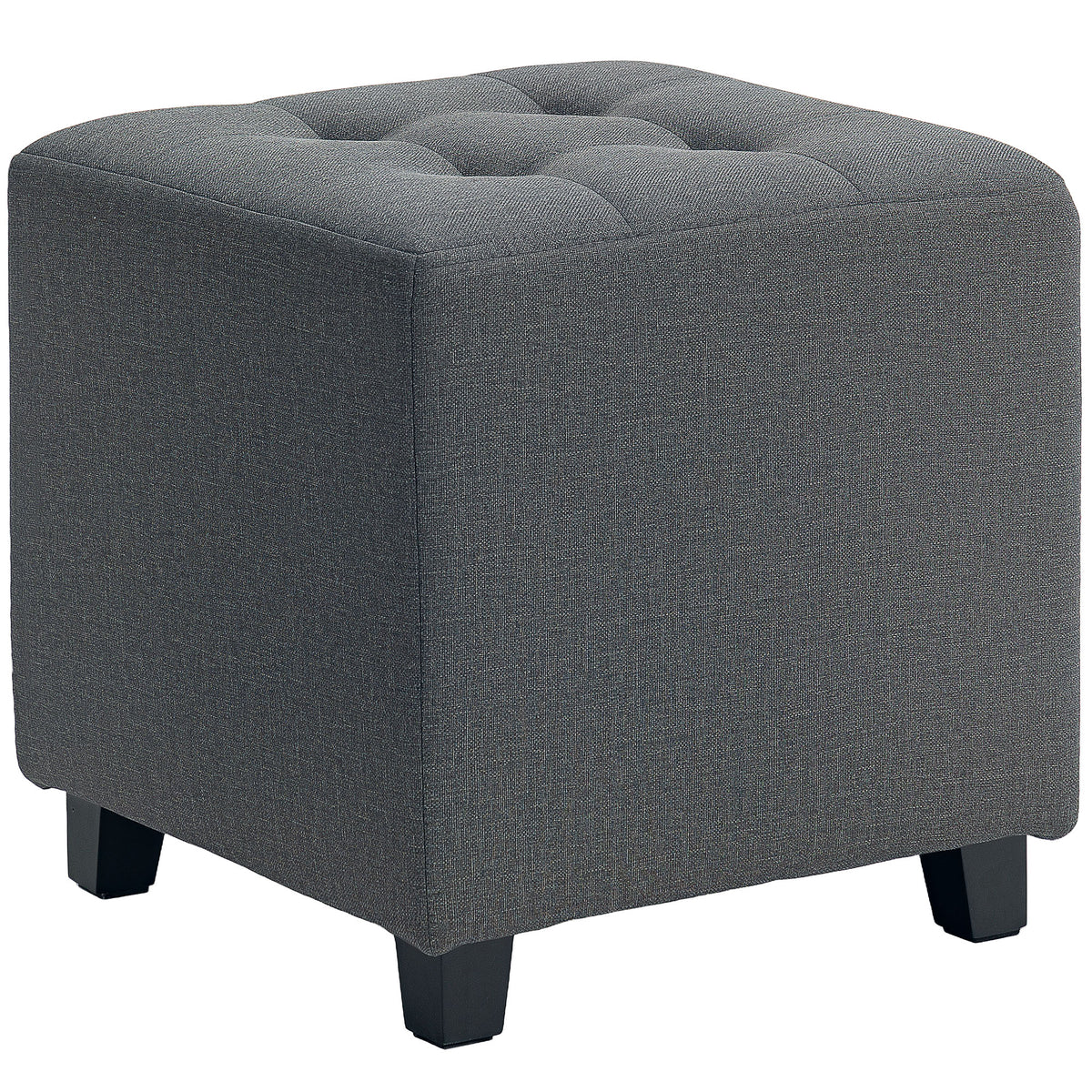 35 cm Padded Footstool with Side Pocket – Grey