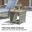 Outsunny Side Table 2-Tier Outdoor Coffee Table with Storage Shelf PS Wood Slat Top/Light Grey – view 4