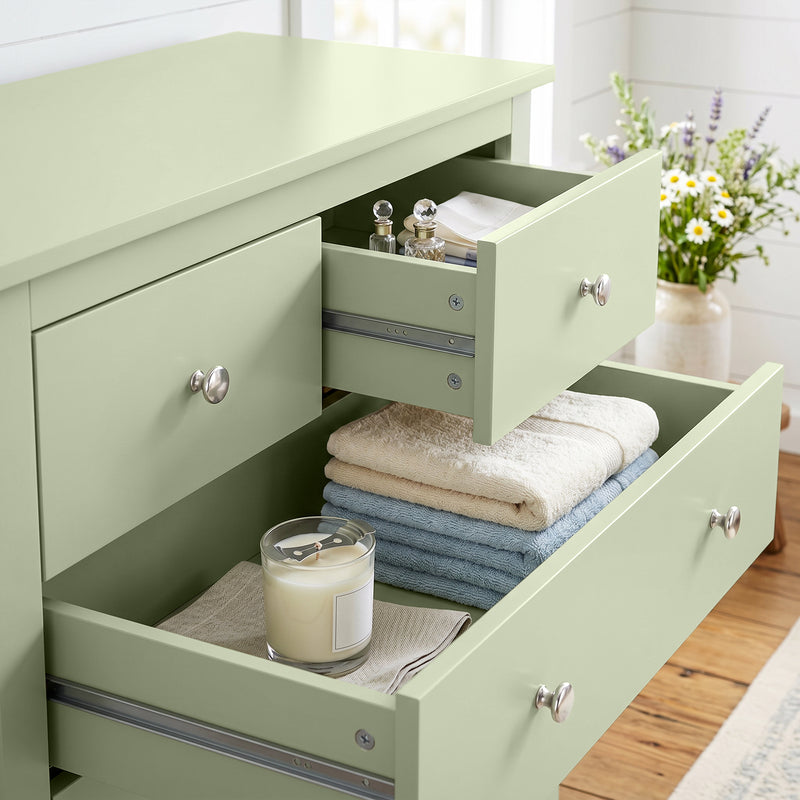 HOMCOM 5 Drawer Chest of Drawers, Modern Dresser for Bedroom, Bedside Storage Cabinet, Wide Storage Unit with Glide – view 9