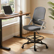 HOMCOM Painting Chair, Mesh Computer Desk Chair with Flip-up Armrests, Grey – view 2
