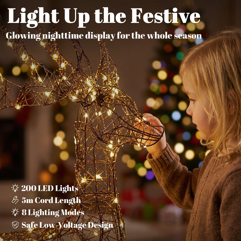 Close-up of LED lights on the Christmas figures
