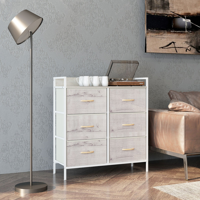 White & natural 6-drawer fabric chest – image 2