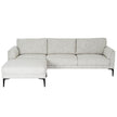 Zephra oatmeal three-seater sofa with the footstool at the left end as a chaise