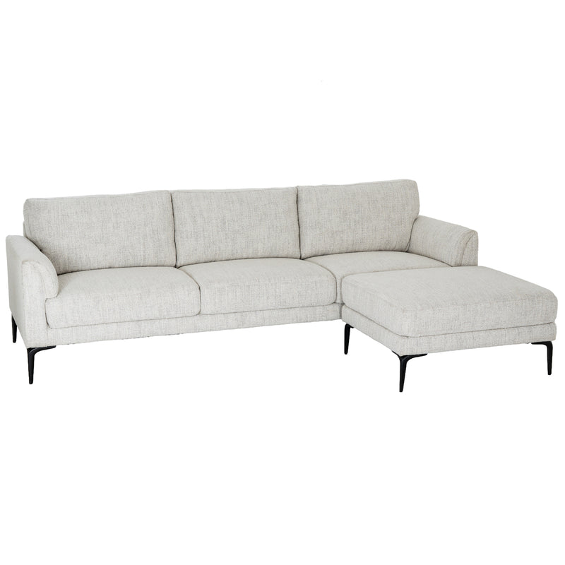 Zephra sofa with the footstool placed at the right end