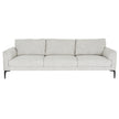 Zephra oatmeal three-seater sofa on its own, front view