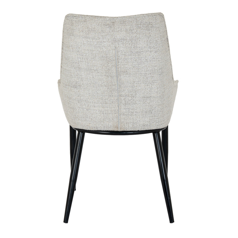Back of the Zephra chair with black metal legs