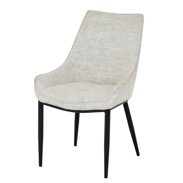 Zephra off-white fabric dining chair, three-quarter view