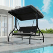 Outsunny 3 Seater Canopy Swing Chair, 2 in 1 Garden Swing Seat Bed, with Adjustable Canopy and Metal Frame, Black – view 3