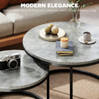 Set of Two Cement-Effect Stacking Tables - Grey