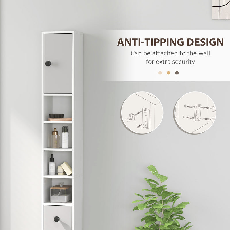 Slim 180 cm light grey bathroom cabinet – image 5