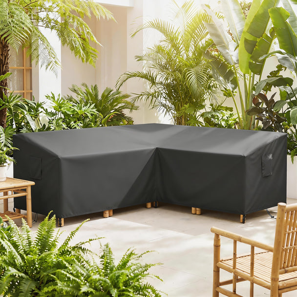 Black V-shaped corner sofa cover 216 x 216 x 78 cm – image 2