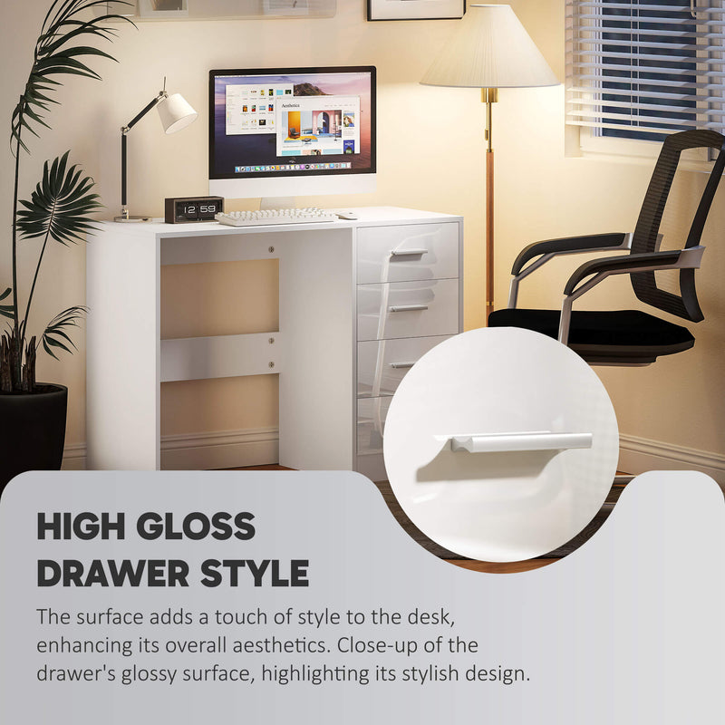 High gloss desk with 4 drawers – image 6