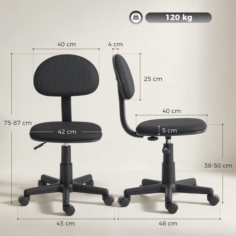 HOMCOM Small Armless Office Chair - Black – view 3
