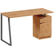 HOMCOM Computer Desk, Writing Desk with Cabinet, Drawer, Metal Legs, Work Table for Home Office Study, Natural Wood