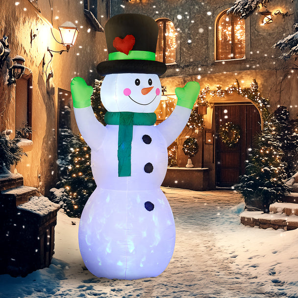 10ft Snowman Christmas Inflatable displayed outside a decorated home