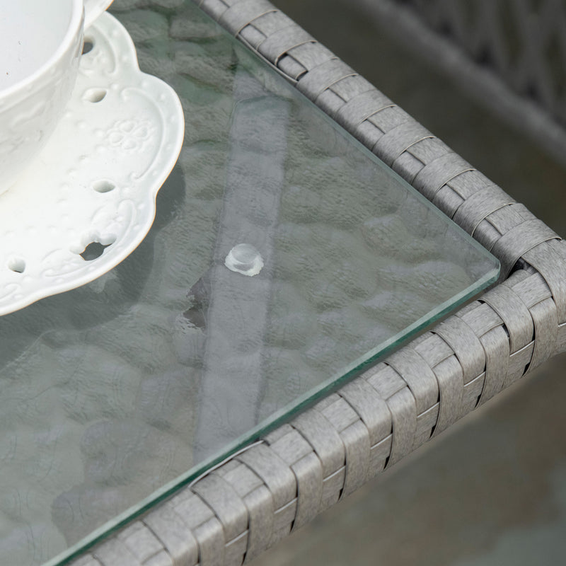 Grey rattan bistro set with glass table – image 8