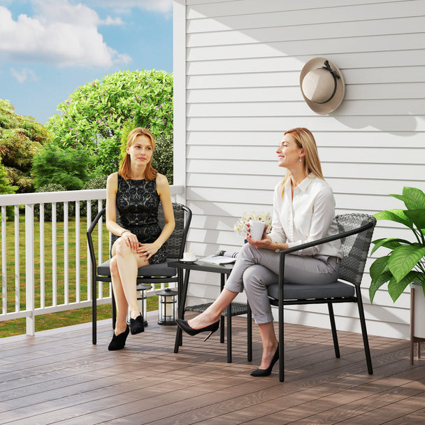 3-piece rattan bistro set – image 2