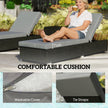 Outsunny Rattan Sun Loungers Set of 2 with Side Table, Garden Recliner Sunbeds with Adjustable Back, Cushions, Dark Grey – view 5