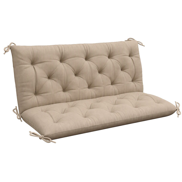 Khaki 2-seater bench cushion with back, 120 x 110 cm, on a garden swing chair