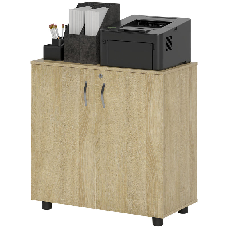 Lockable office storage cabinet – oak – image 10