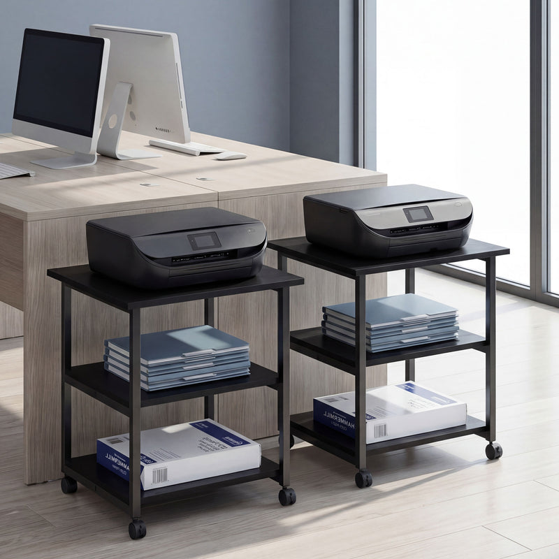Black 3-tier mobile printer stand – image 9