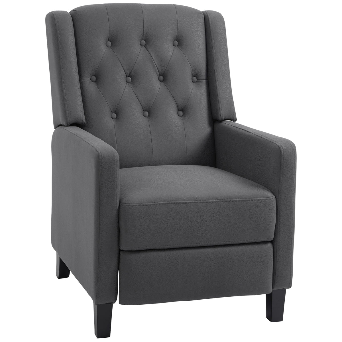 135° Wingback Microfibre Recliner – Charcoal Grey
