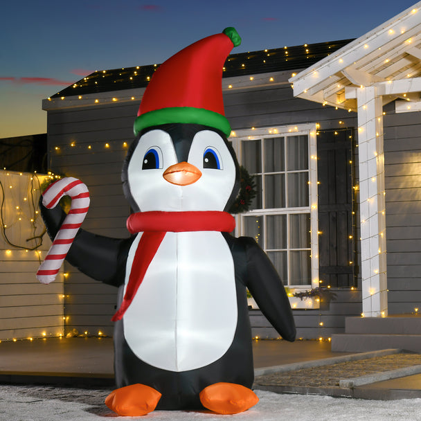8ft Penguin displayed outside a decorated home