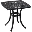 Bronze-tone 53 cm square cast aluminium garden side table with floral cut-out top
